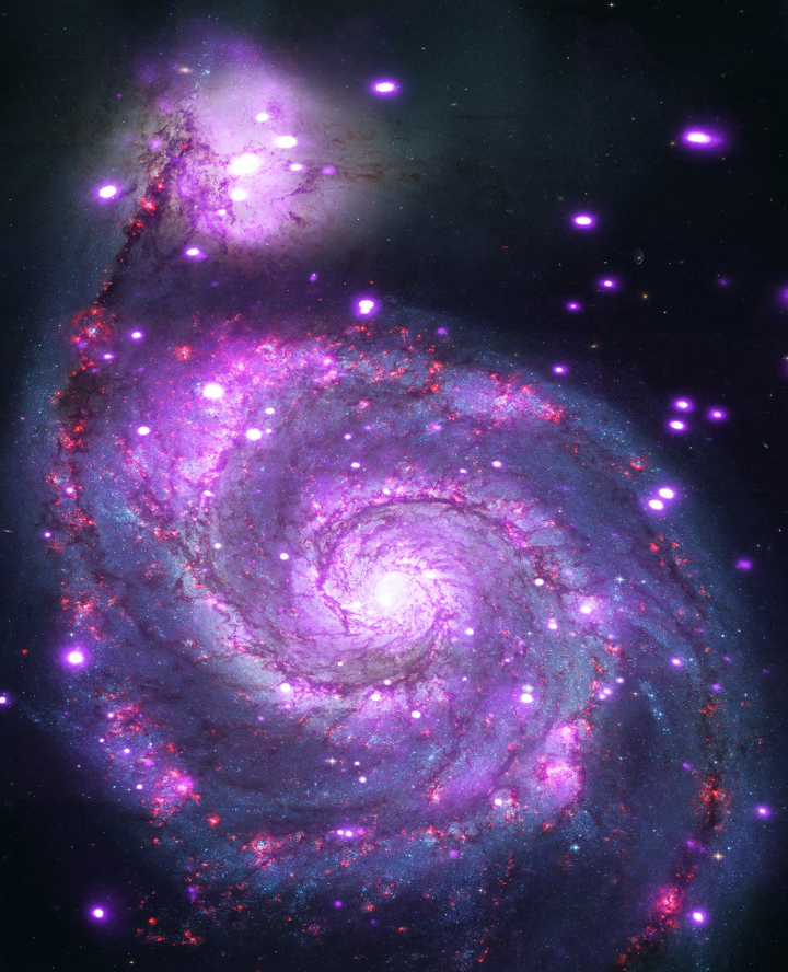 Neighbouring Pink-Violet Galaxies with White Central Sun